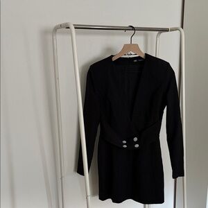 Zara Black Women's Blazer Dress with Appliqué Detail